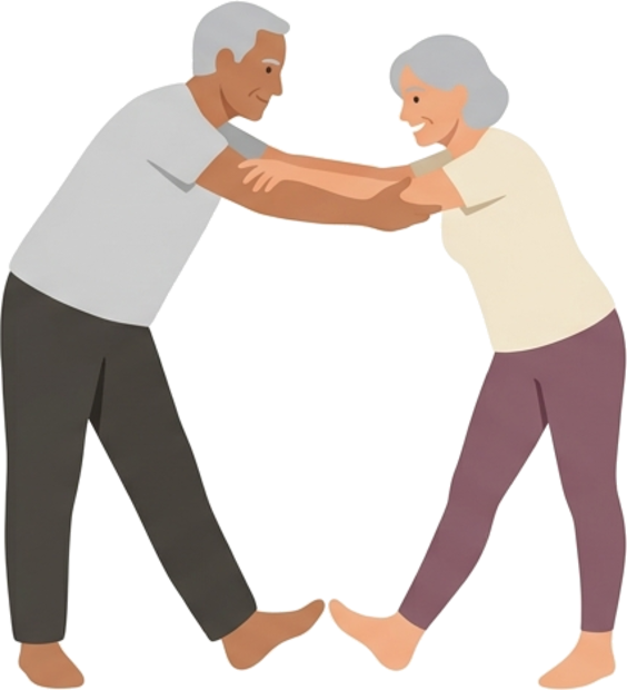 Coppia di persone over 65 che si allena insieme sostenendosi a vicenda